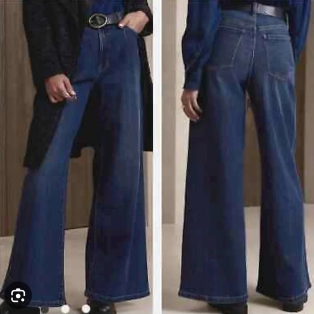 Banana Republic Women Wide Leg Pleated High Rise Dark Wash Jeans